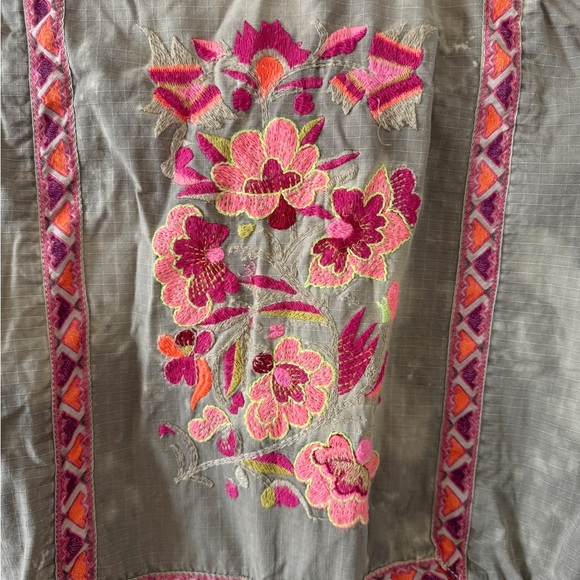 Free people festival Embroidered Olive Green Jacket anorak tie dye military - Picture 10 of 11